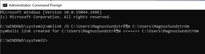 A Windows command prompt with text