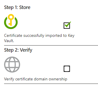 An unticked check box next to a label saying step 2 verify