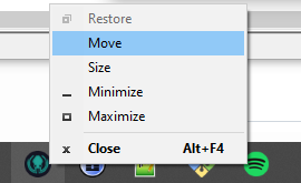 The right click menu of a taskbar icon